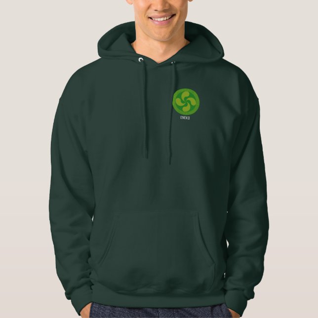 Custom text, Basque Country symbol: Lauburu, Hoodie (Front)