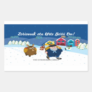 Custom text Basque Olentzero Christmas snow scene: Sticker