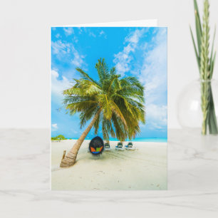 Custom Text Beach in Maldives greeting card