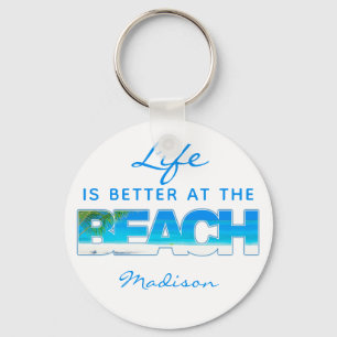 Custom text BEACH Keychain
