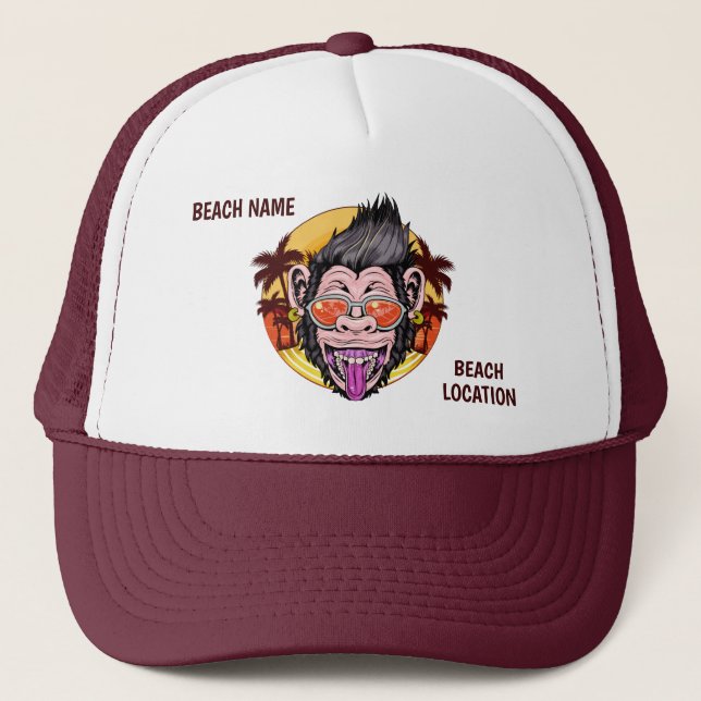 Custom text Beach Monkey hats (Front)