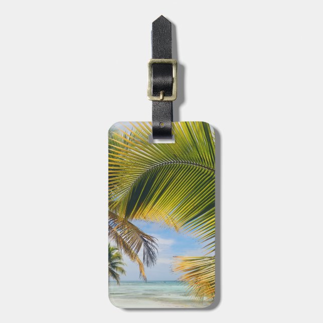 Custom text Beach Palms luggage tag (Front Vertical)