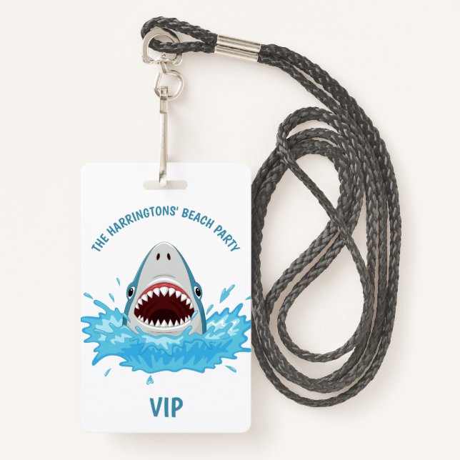 Custom text Beach Party badges (Front with Lanyard)