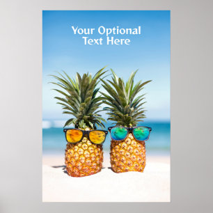 Custom Text Beach Pineapples Poster