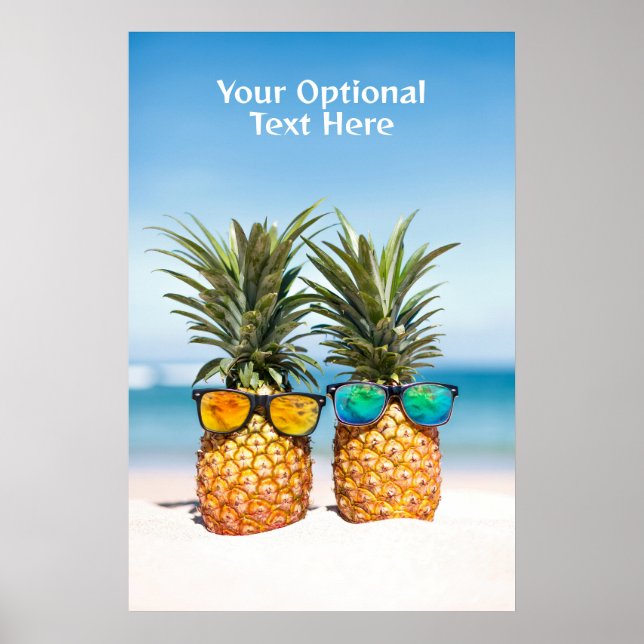 Custom Text Beach Pineapples Poster (Front)