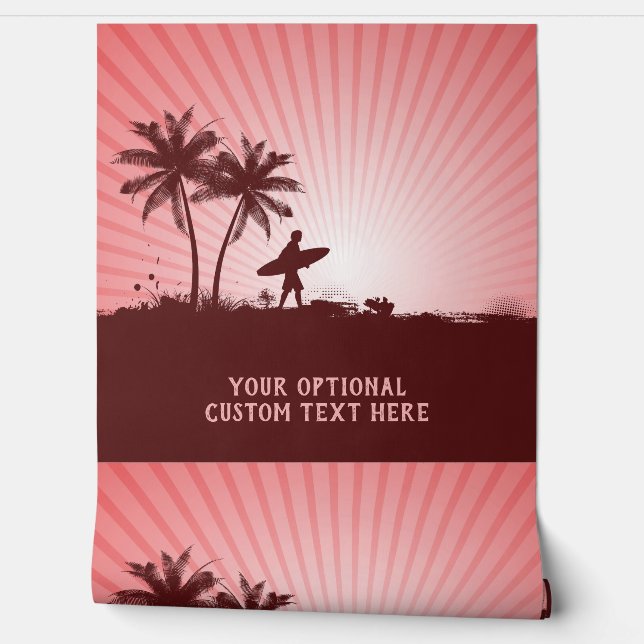 Custom Text Beach Surfer Wallpaper (Unrolling)
