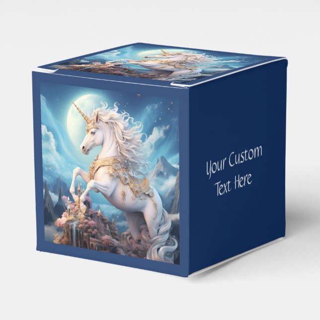 Custom Text Beautiful Unicorn Favor Box (Front Side)