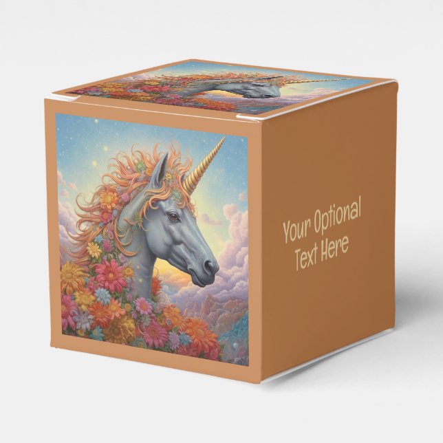 Custom Text Beautiful Unicorn Favor Box (Front Side)