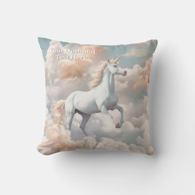 Custom Text Beautiful Unicorn Throw Pillow (Front)