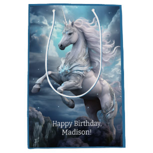 Custom Text Beautiful Unicorns Medium Gift Bag