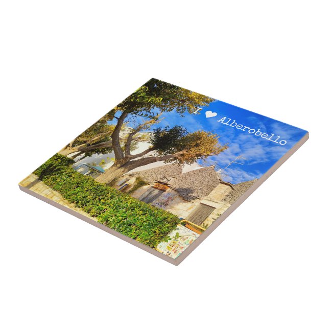 Custom text, beautiful view of Alberobello, Apulia Tile (Side)
