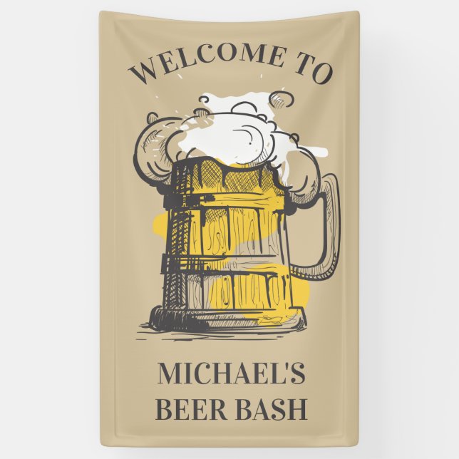 Custom text Beer Ilustration Banner (Vertical)