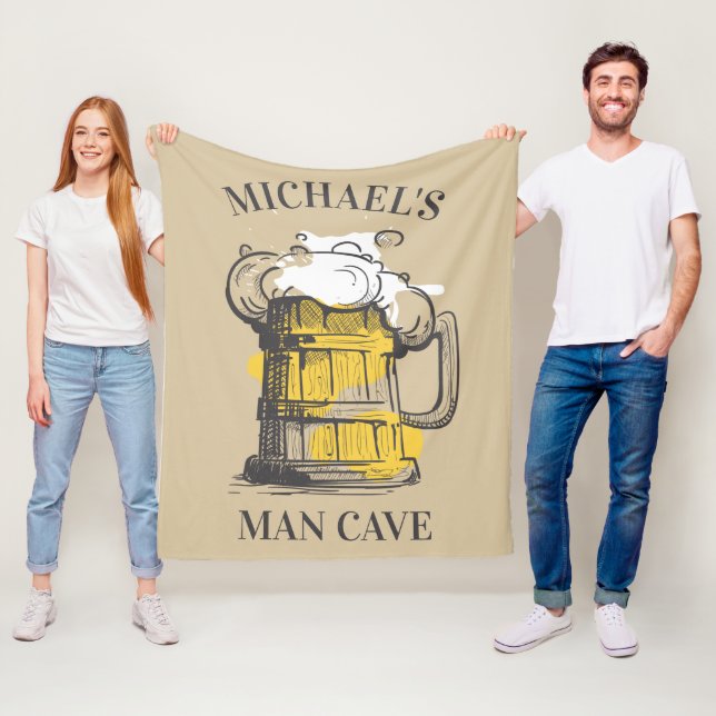 Custom text Beer Ilustration Fleece Blanket (In Situ)