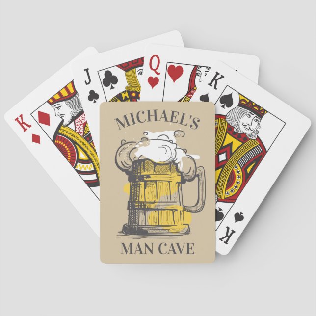 Custom text Beer Ilustration Playing Cards (Back)