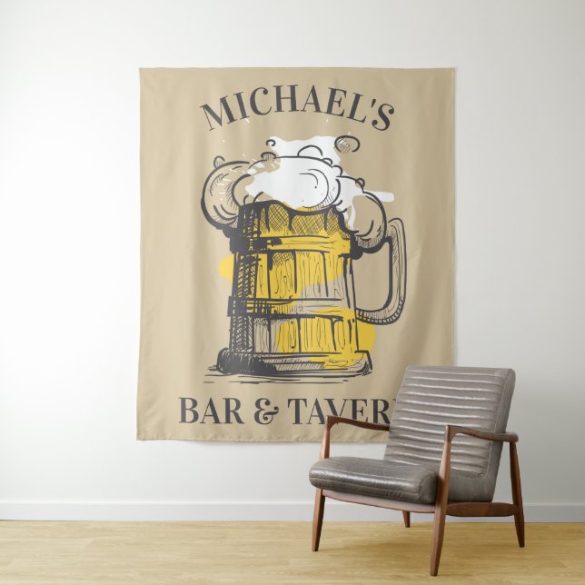Custom text Beer Ilustration Tapestry (In Situ)