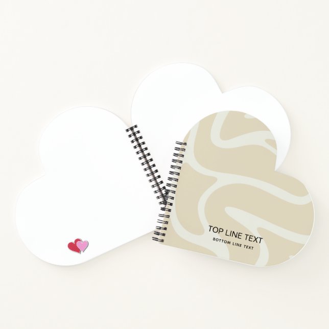 Custom Text Beige Cream Organic Pattern Heart Notebook (Inside)