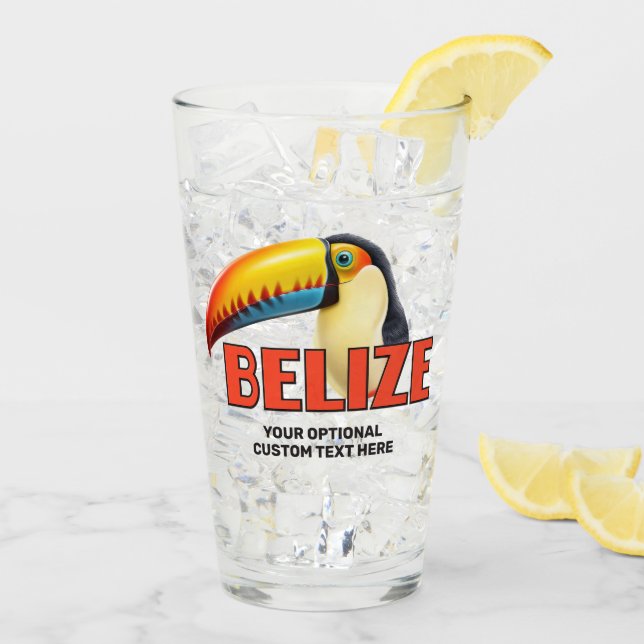 Custom Text BELIZE Toucan Glass (Back Ice)