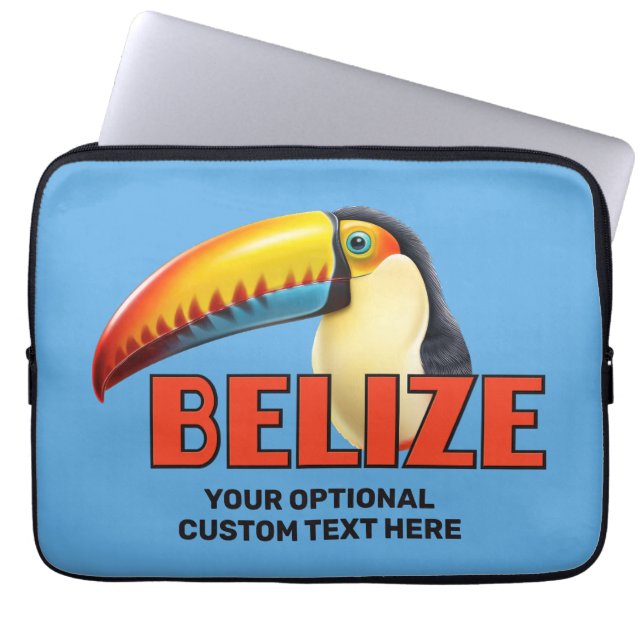 Custom Text BELIZE Toucan Laptop Sleeve (Front)