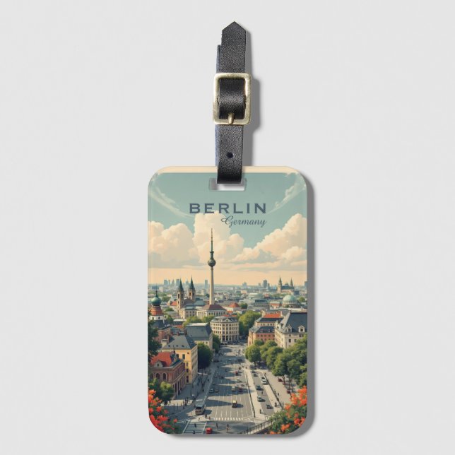 Custom Text Berlin, Germany Luggage Tag (Front Vertical)