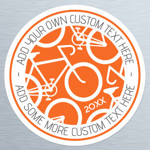 Custom Text Bicycle Orange Classic Round Sticker