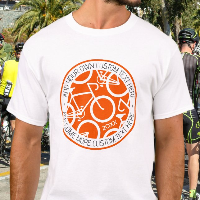 Custom Text Bicycle Race Event Orange T-Shirt (Creator Uploaded)