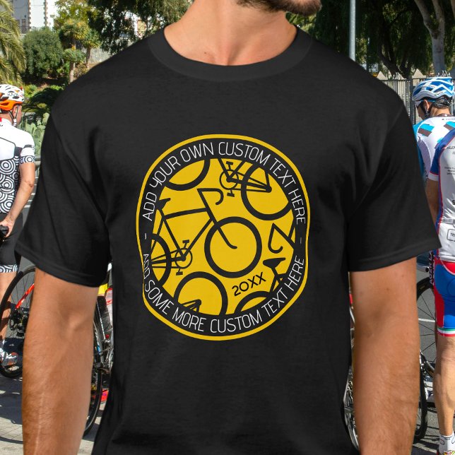 Custom Text Bicycle Yellow & Black T-Shirt (Creator Uploaded)