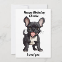 Custom text, Birthday  Frenchie puppy birthday
