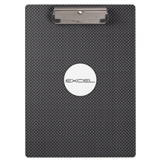 Custom Text Black and Grey Carbon Fibre Material Clipboard