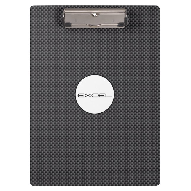 Custom Text Black and Grey Carbon Fibre Material Clipboard (Front)