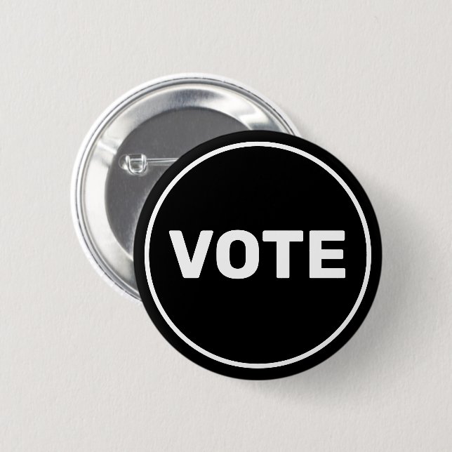 Custom Text Black and White Vote 2 Inch Round Button (Front & Back)