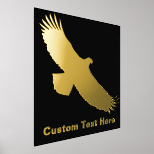 Custom Text Black Gold Foil Prints Eagle Flying