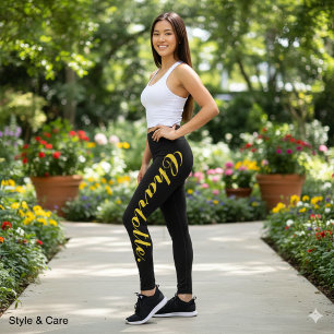 Custom Text Black Leggings for Stylish Comfort