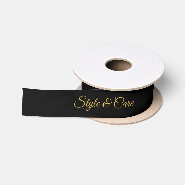 Custom Text Black Satin Ribbon for Branding (Spool)