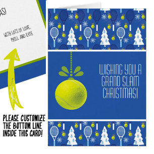 🎾🎄Custom text,  blue and  green Tennis bauble