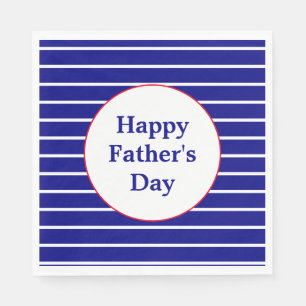 Custom Text Blue and White Striped Father's Day Napkin
