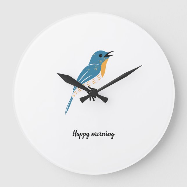 Custom Text Blue Bird  Large Clock (Front)