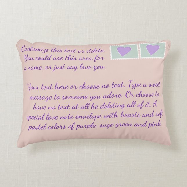 Custom Text Blush Pink Pastel Hearts Love Letter Accent Pillow (Front)