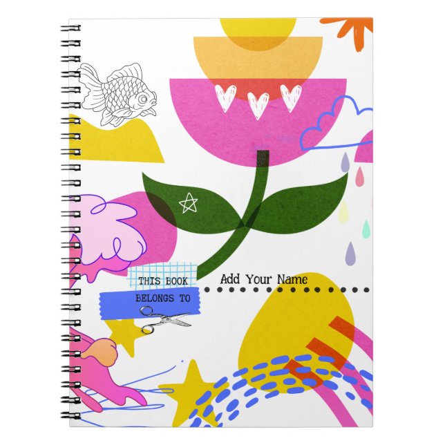 CUSTOM TEXT - Bold Collage with Fish Notebook (Front)
