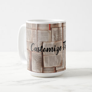 Custom Text/ Book Lover Library Bookworm Reading Coffee Mug