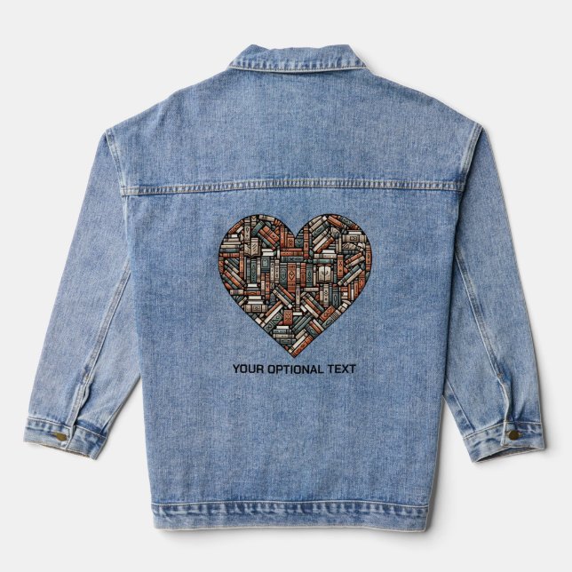 Custom Text Book Lover's Denim Jacket (Back)
