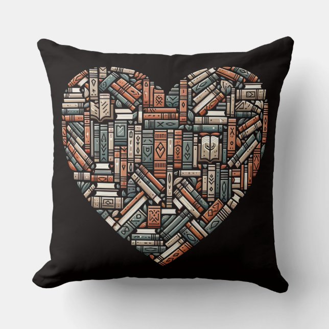 Custom Text Book Lover's Throw Pillow (Front)