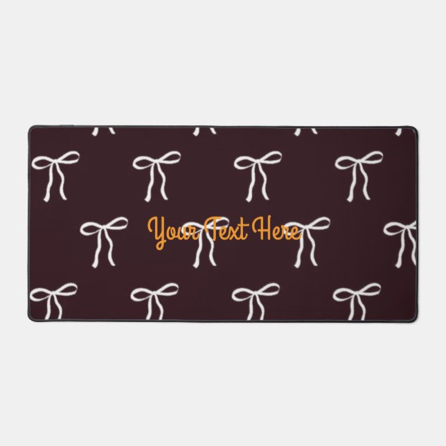 Custom Text Bow Ribbon Pattern Desk Mat (Front)