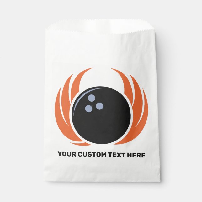 Custom Text Bowling Ball with Flame Favour Bag (Front)