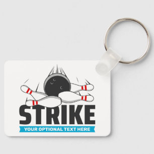 Custom Text Bowling Strike Keychain