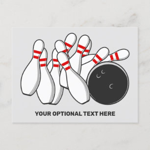 Custom Text Bowling Strike Postcard