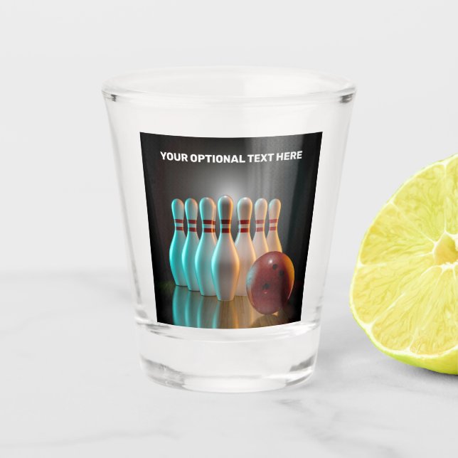 Custom Text Bowling Strike Shot Glass (Front)
