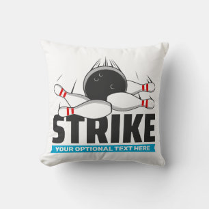 Custom Text Bowling Strike Throw Pillow