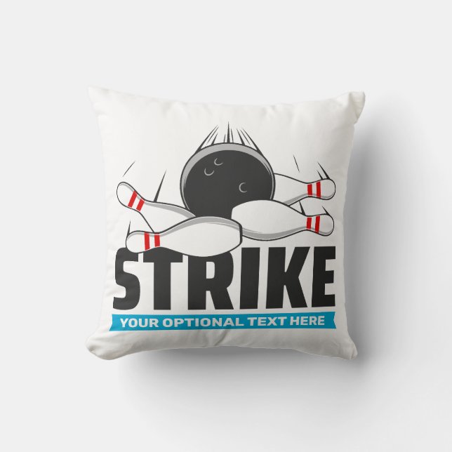 Custom Text Bowling Strike Throw Pillow (Front)