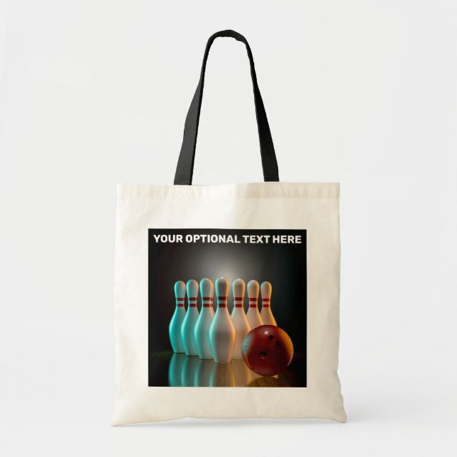 Custom Text Bowling Strike Tote Bag (Front)