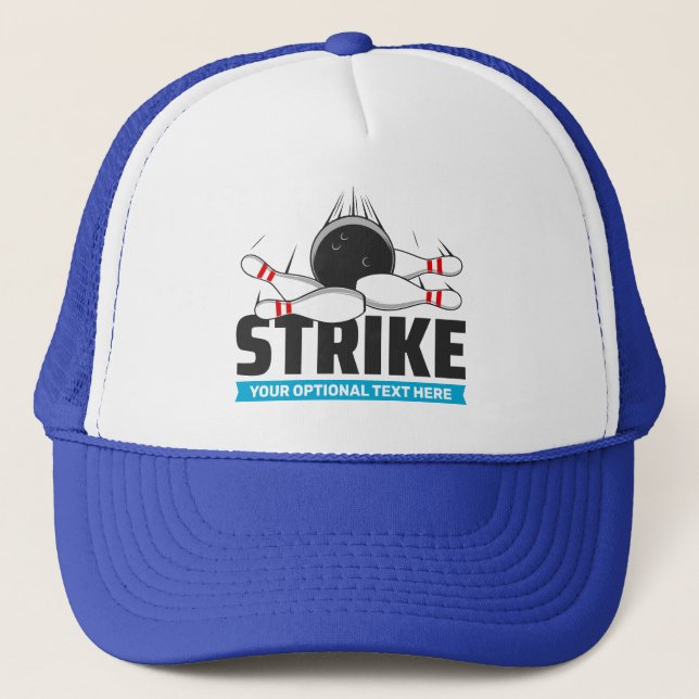Custom Text Bowling Strike Trucker Hat (Front)